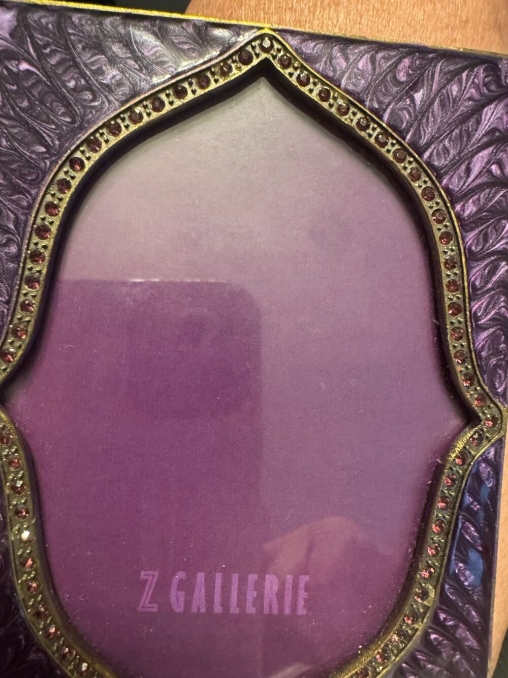 Decorative purple enamel and crystal photo frame from Z Gallerie